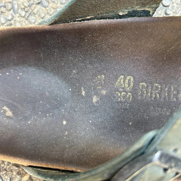 Birkenstock Gizeh Green Oiled Leather Classic Footbed Thong Sandals Size 40 - Picture 3 of 11